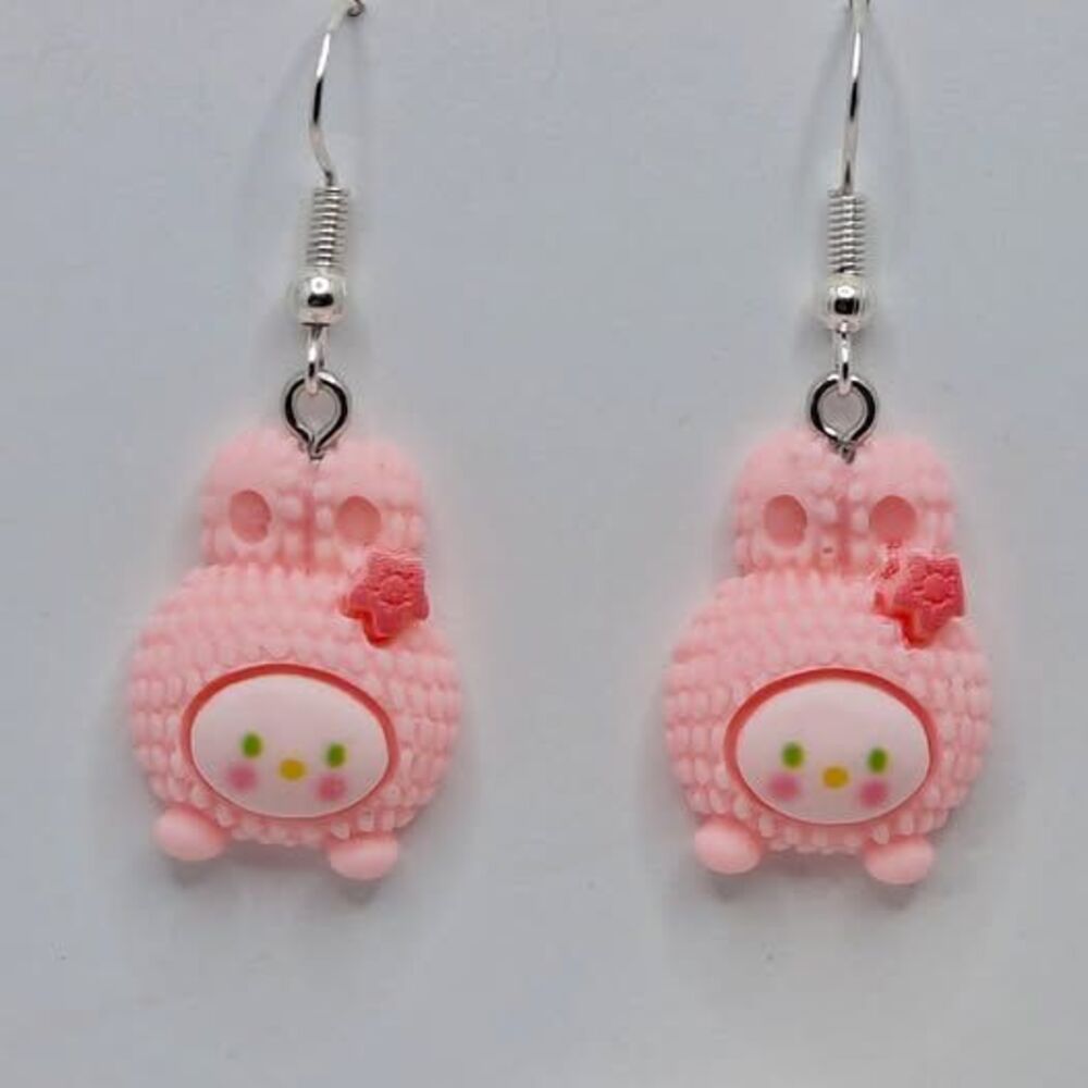Cute Bunny Resin Earrings-Posts